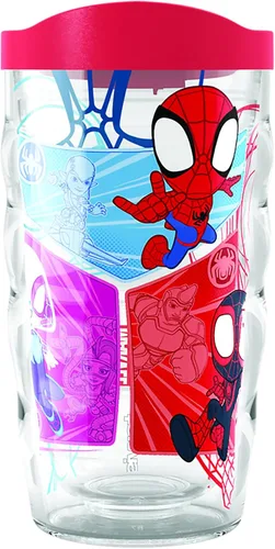 Tervis Vaso aislado de doble pared de Marvel Spider Man Spidey and Friends, hecho en Estados Unidos, mantiene las bebidas frías y calientes, 10