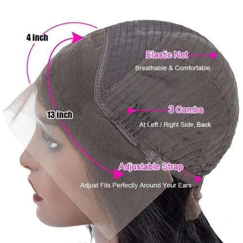 Miniatura 6 de Pelucas de encaje frontal rizadas color rojo para mujeres de raza negra, pelucas de encaje color borgoña, peluca roja oscura larga con ondas