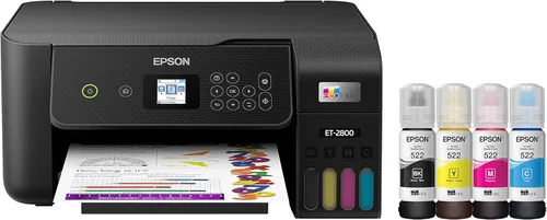 Miniatura 2 de Epson EcoTank ET-2800 Impresora inalámbrica a color todo en uno Supertank sin cartuchos, negro, mediano y tinta EcoTank T522 de ultra alta