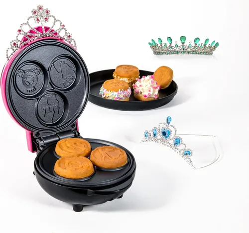 Miniatura 2 de Nostalgia MyMini Princess Icons Shape - Máquina eléctrica de gofres, plancha antiadherente de 5 pulgadas para gofres, hash browns, huevos y más