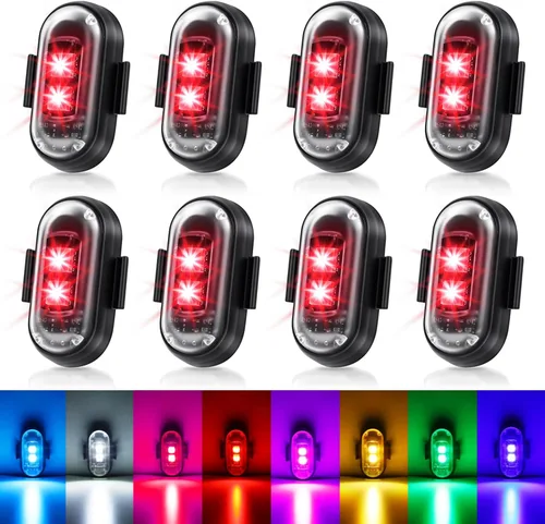 Miniatura 9 de 6 piezas de luces estroboscópicas LED inalámbricas con mando a distancia, 8 colores IP65 impermeables anticolisión, luz estroboscópica LED con carga