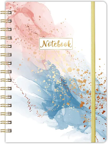 Cuaderno/Diario Rayado - Planificador Diario con Papel Grueso Premium, 6.2" X 8.4", Cuaderno/Diario en Espiral, con Banda y Tapa Dura Impermeable,