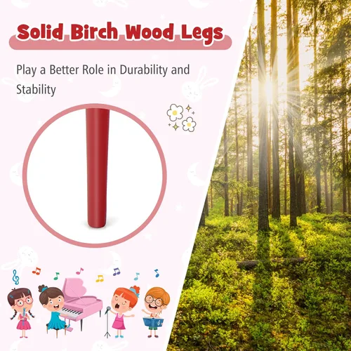 Miniatura 8 de Costzon Piano Clásico para Niños, Piano de Madera de 30 Teclas con Soporte para Partituras y Asiento, Mini Juguete Musical para Niños, Ideal