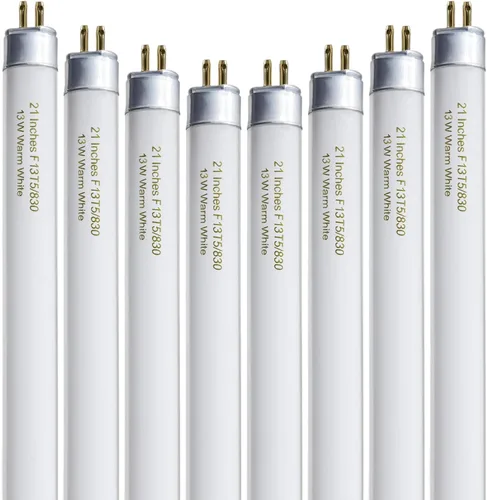 Miniatura 10 de Konideke Paquete de 8 bombillas fluorescentes T5 de 21 pulgadas, 13 W, luz diurna 6500K, F13T5D para debajo del gabinete, base G5 de 750 lúmenes