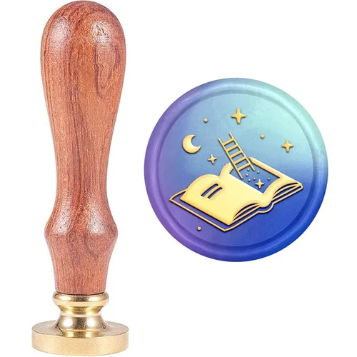 MAYJOYDIY Sello de cera para escaleras de libro, 0.984 in, sello de sellado de cera para cuaderno, diseño de estrella de luna de ensueño, extraíble,