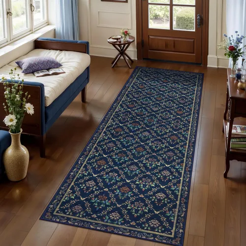 Miniatura 149 de Tangsoo Alfombra lavable para pasillo, antideslizante, 2 x 6 pies, estilo bohemio, floral, vintage, para entrada, suelo suave, para cocina, baño