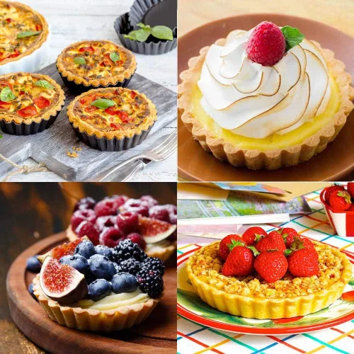 Miniatura 7 de Gutsdoor Paquete de 6 mini moldes para tartas de 4 pulgadas con parte inferior extraíble para quiche, antiadherente, redondo, juego de moldes