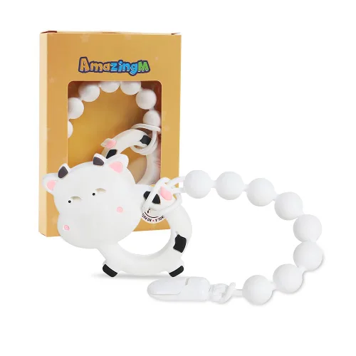 Miniatura 7 de Juguete mordedor de silicona de grado alimenticio para bebés con soporte para chupete, juguetes de dentición, juego de regalo para niños y niñas a