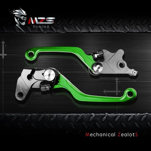 Miniatura 6 de MZS - Palancas de embrague y freno ajustables para bicicleta de tierra, color verde, pivotante, CNC, compatibles con KLX140R KLX140RF KLX140RL