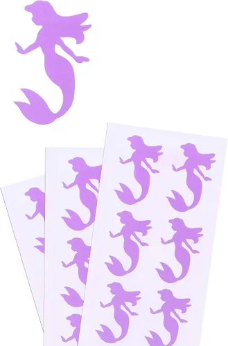 Royal Green Calcomanías de decoración de sirena para niños, artes y manualidades en morado pastel, paquete de 40 Púrpura pastel