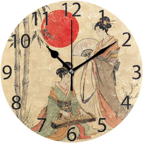 Miniatura 5 de ALAZA - Reloj de pared redondo con mapa étnico de África, silencioso, sin tictac, pintura al óleo para el hogar, oficina, escuela, arte decorativo