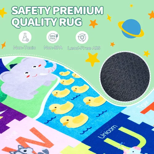 Miniatura 6 de Alfombra de juego para bebé para piso, alfombra ABC antideslizante de 4 x 5 pies, alfombra extra gruesa para niños, alfombra para niños para sala