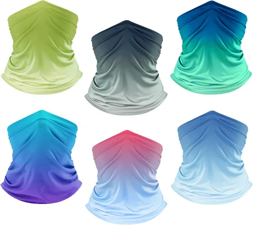 UPF 50+ Sun Protection UV Cooling Neck Gaiter Face Mask Gradient Color Scarf Breathable Bandana for Men & Women