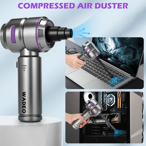 Miniatura 3 de WADEO Aspiradora de mano inalámbrica, 4 en 1 21000 PA sin escobillas para automóvil y 210000 rpm, soplador de aire de batería de 7500 mAh