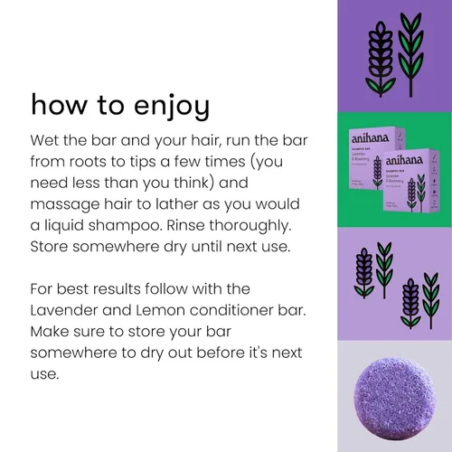 Miniatura 7 de ANIHANA Barra de champú para cabello fino y graso que da volumen al cabello y cuerpo aspecto saludable natural y brillo sin parabenos, lavanda