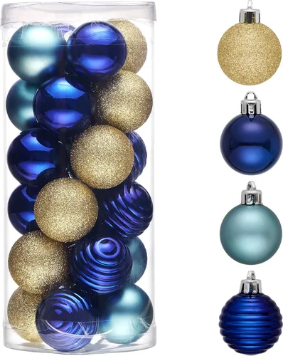 Miniatura 7 de Valery Madelyn - Juego de adornos pequeños de 1.57 pulgadas para árbol de Navidad, adornos de bolas colgantes inastillables para decoración de dorado