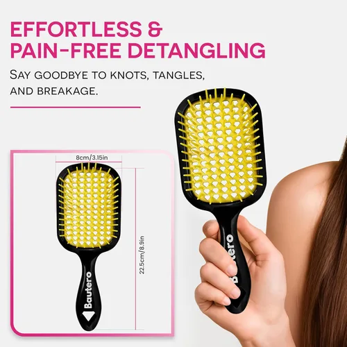 Miniatura 3 de Bautero Cepillo desenredante para cabello grueso y rizado, desenredante sin dolor para cabello natural enrollado 4C, reduce la rotura y el Saku
