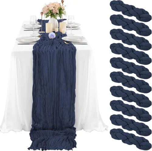 Miniatura 54 de 10 piezas de camino de mesa de estopilla en azul bebé 10 pies, camino de mesa de gasa para recepción de boda, despedida de soltera, fiesta
