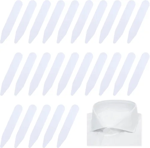 Abeillo 30 piezas de collar de 2.2 pulgadas para camisas de vestir de hombre, cuello de plástico, inserciones de cuello de camisa, inserciones