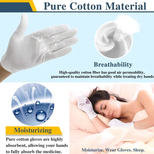 Miniatura 3 de 24 guantes hidratantes de algodón para mujeres y niños, manos secas y eczema, guantes de tela blanca reutilizables y elásticos