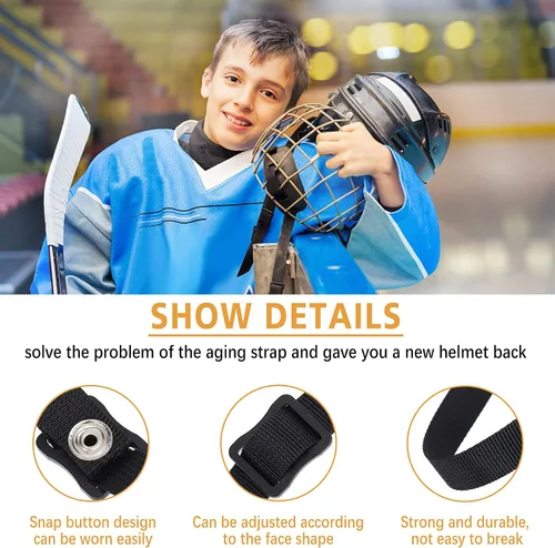 Miniatura 3 de Hockey Helmet Chin Strap Single Snap Detachable Sports Strap Replacement Ear Loops adjustable buckle Accessory Repair Kit