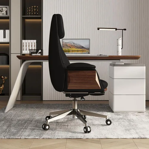 Miniatura 6 de homary Silla ejecutiva moderna para oficina en casa, silla giratoria ajustable de piel sintética ergonómica con altura ajustable y base rodante