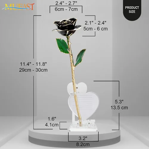 Miniatura 3 de MUEAST Rosa real bañada en oro de 24 quilates, rosa bañada en oro hecha de rosa real, el mejor regalo para aniversario, San Valentín, día