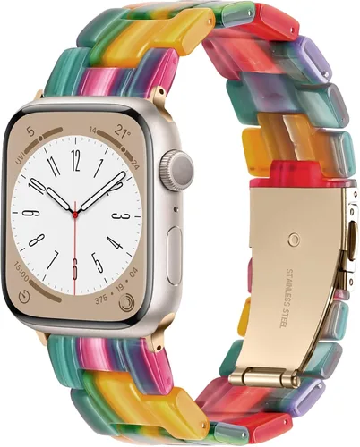 Miniatura 24 de Lerobo - Banda de resina compatible con Apple Watch Series 11/10/9/8/7 de 38mm 40mm 41mm 42mm 44mm 45mm 46mm 49mm, correa ligera de moda para iWatch
