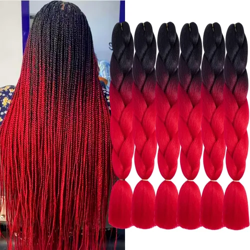 Miniatura 35 de Beige (613#) 6 paquetes de cabello trenzado de 24 pulgadas, de fibra sintética, sin picazón, extensiones de cabello para trenzar jumbo, textura