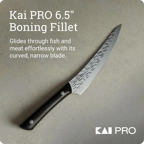 Miniatura 3 de Cuchillo Kai PRO de 6.5 pulgadas para deshuesar y filetear, cuchillo de deshuesado curvado afilado a mano, hoja japonesa de acero inoxidable AUS6M