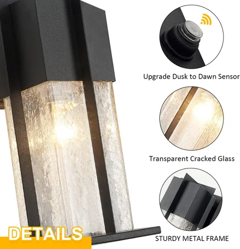 Miniatura 4 de Lámpara de pared del atardecer al amanecer, moderna iluminación de pared al aire libre con cristal agrietado, lámpara de montaje en pared exterior