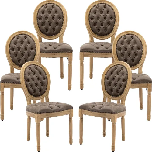 Miniatura 85 de Juego de 2 sillas de comedor de campo francés, sillas de comedor de madera de granja beige, silla de comedor con respaldo tejido con cojín tapizado