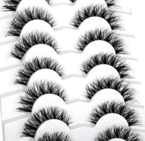 Miniatura 689 de Pooplunch - Pestañas postizas finas de visón sintético, estilo ojo de gato, naturales, cruzadas, tipo racimo, efecto 8D de volumen, tiras