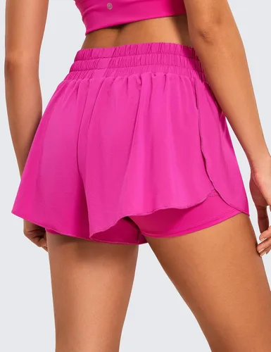 Miniatura 42 de CRZ YOGA Pantalones cortos de correr 2 en 1 para mujer, cintura alta, secado rápido, para atletismo, gimnasio, descanso, entrenamiento, lindas