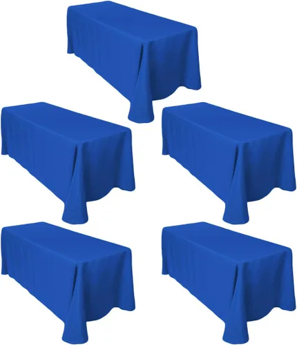 Miniatura 37 de LTC LINENS - Paquete de 2 manteles rectangulares de poliéster, de 60 x 102 pulgadas y 6 pies, color azul bebé, con caída parcial, resistentes a