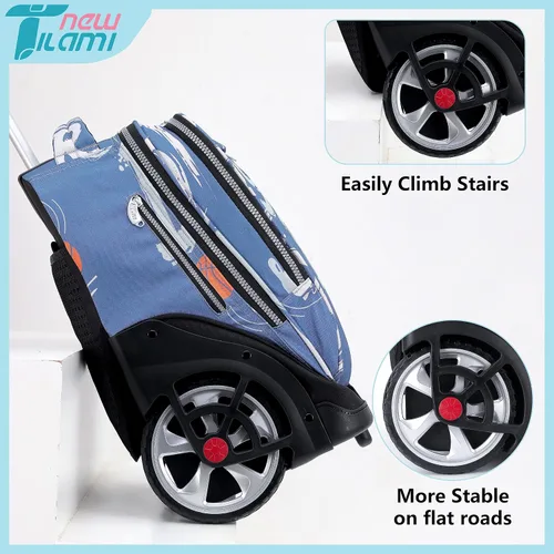 Miniatura 30 de NEW TILAMI Mochila con ruedas de 19 pulgadas con bolsa de almuerzo para niñas y niños, mochila para laptop con ruedas, bolsa de mano duradera