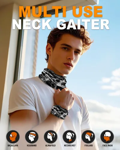 Miniatura 5 de Paquete de 4 polainas para el cuello para hombres y mujeres cubierta facial máscara envoltorio para la cabeza pasamontañas accesorio para la cabeza