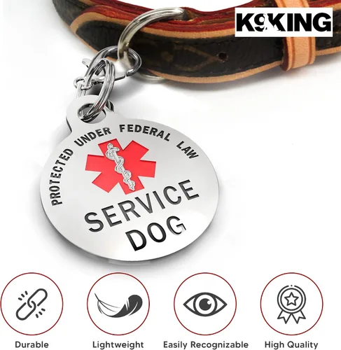 Miniatura 5 de Etiqueta de perro de servicio para razas pequeñas, identificación de doble cara de 0.999 pulgadas, grabada en negrita, protegida bajo la ley federal