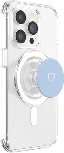 Miniatura 4 de PopSockets MagSafe PopGrip para iPhone con diseño de corazón dibujado a mano y azul pastel