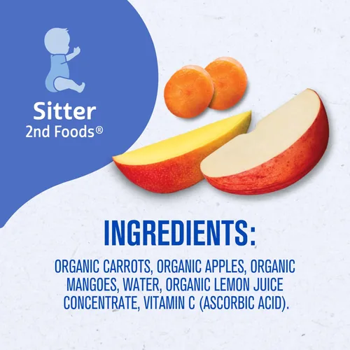 Miniatura 9 de Gerber Alimento para bebés etapa 2, mango orgánico de zanahoria y manzana, bolsas de comida para bebés, bolsas de puré, vitamina A, C y E ayuda a
