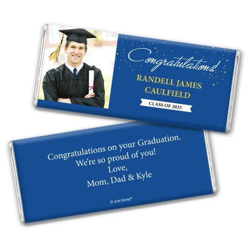 Miniatura 22 de Barras de caramelo envueltas con foto, regalos de fiesta de graduación personalizados de 12 quilates, felicitaciones (12 unidades), color azul bebé