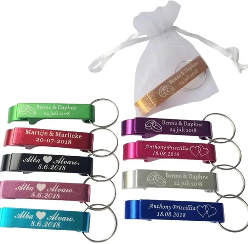 20 unidades personalizado grabado portátil abrebotellas llavero favores de boda baby shower hoteles, restaurante Navidad personalizado (20 unidades)