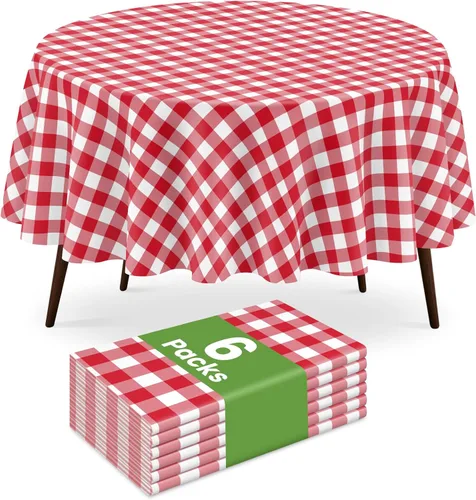 Miniatura 14 de Paquete de 2 manteles redondos desechables color azul oscuro, manteles de plástico para fiestas, 84 x 84 pulgadas, impermeable, para campamento