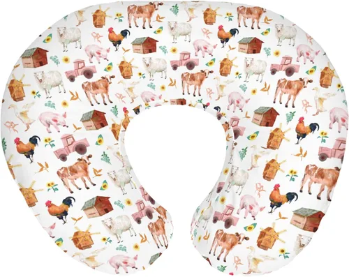 Miniatura 10 de Lindas fundas de almohada de lactancia de animales de granja para niños y niñas, vaca, gallo, cabra, pato, cerdo, funda de almohada de lactancia