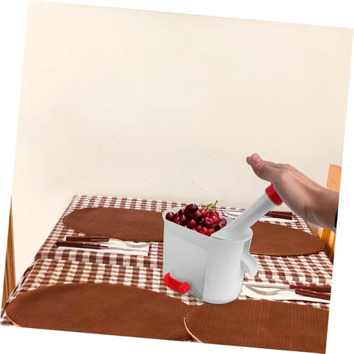 Miniatura 7 de Herramienta de descarador de cerezas con agarre fácil de apretar y recipiente extraíble, removedor de núcleo multifuncional de frutas y verduras