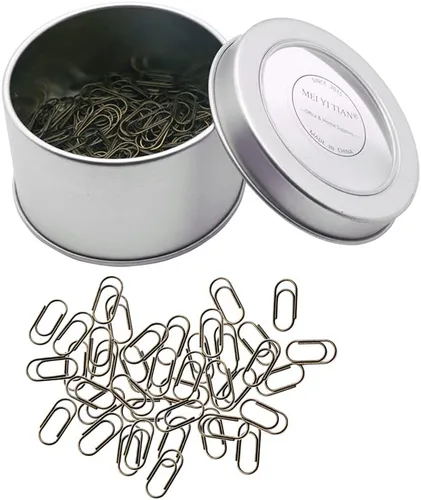 Miniatura 10 de 200 mini clips de papel negro de níquel negro, bonitos clips de papel de 3/5 pulgadas, acero inoxidable en hojalata plateada, soportes para oficina