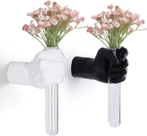 2 piezas de esculturas de pared, florero de manos para decoración del hogar, escultura artística de montaje en pared, estatua de arte de pared