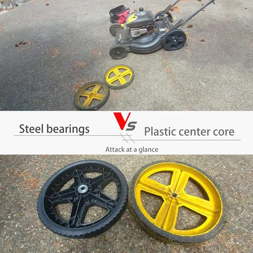 Miniatura 7 de ASDFGHT Ruedas para cortacésped de 14 pulgadas (paquete de 2) se adapta a la mayoría de cortacéspedes estándar, estructura de rodamientos