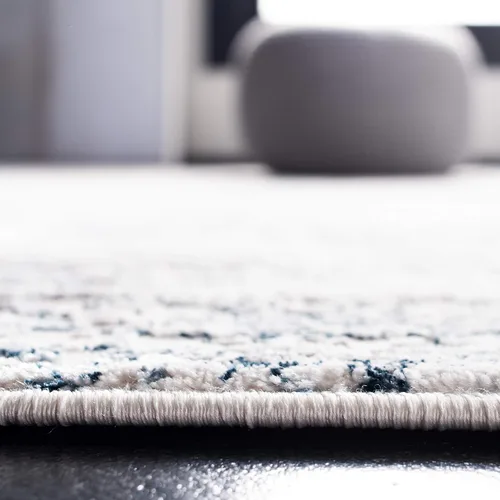 Miniatura 4 de SAFAVIEH Amalfi Collection AMF572C - Alfombra de pasillo de 2 x 8 pies, color crema y azul marino, moderno diseño abstracto envejecido, no desprende