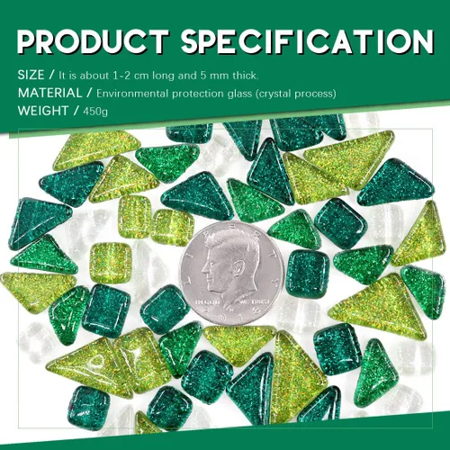 Miniatura 2 de Swpeet Kit surtido de azulejos de mosaico de la serie Shine Crystal de colores mezclados, azulejos cuadrados y triangulares de cristal con Azulejos